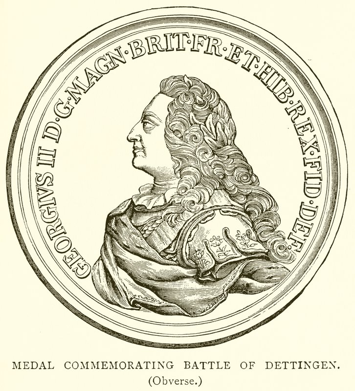 Medalje til minde om Slaget ved Dettingen. (Forside) af English School