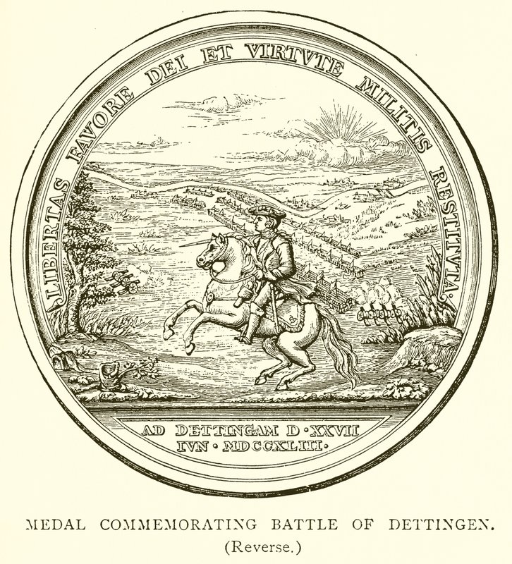 Medalje til minde om Slaget ved Dettingen. (Baglæns) af English School