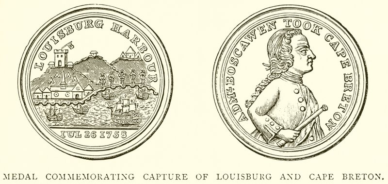 Medalje til minde om erobringen af Louisburg og Cape Breton af English School