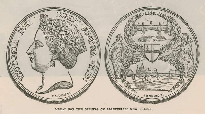 Medalje for åbningen af Blackfriars nye bro, London af English School