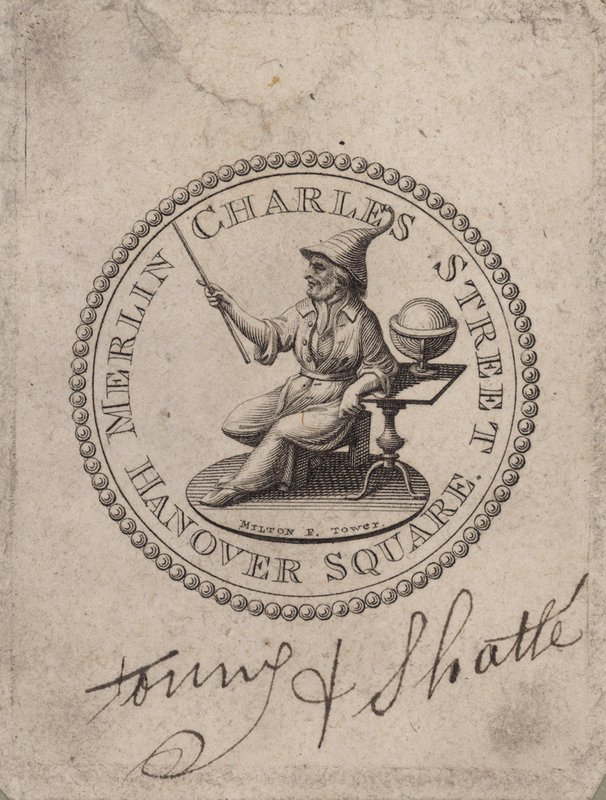 Medaljon mærket Merlin Charles Street, Hanover Square; Milton F Tower af English School
