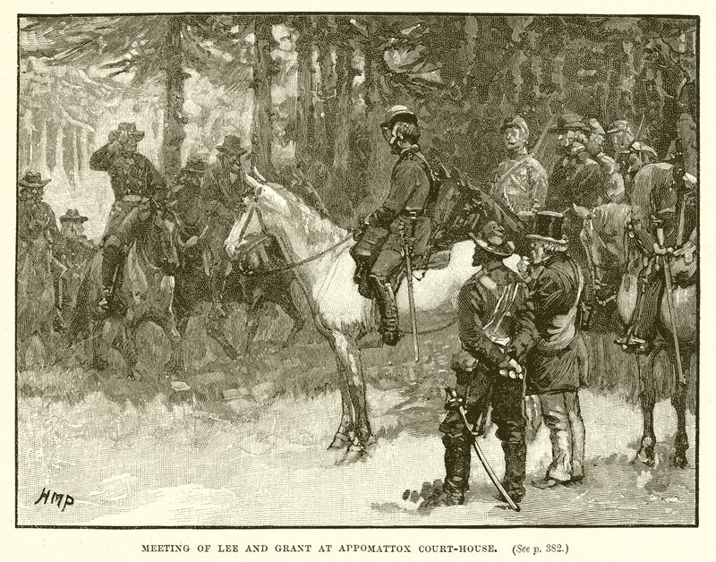 Møde mellem Lee og Grant i Appomattox Court-House af English School