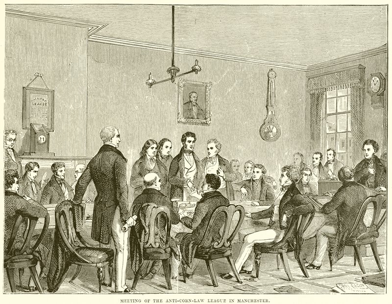 Møde i Anti-Corn Law League i Manchester af English School