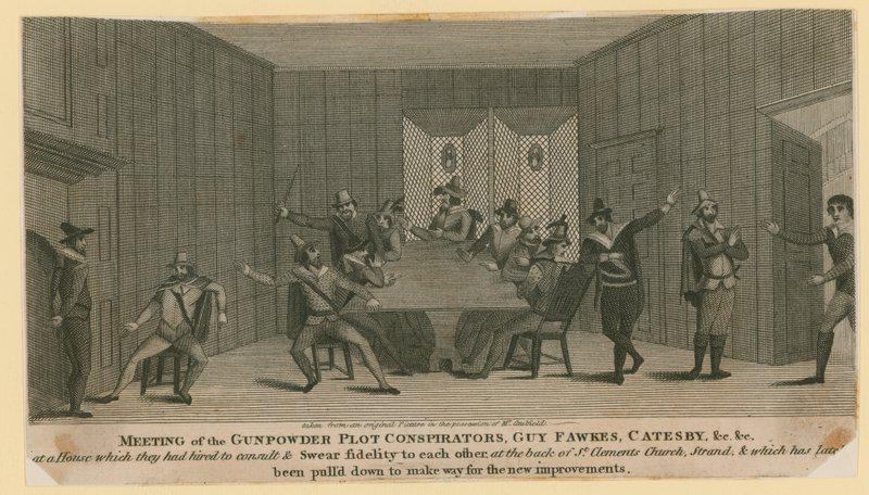 Møde mellem Krudtplot-sammensvorne, Guy Fawkes, Catesby osv af English School