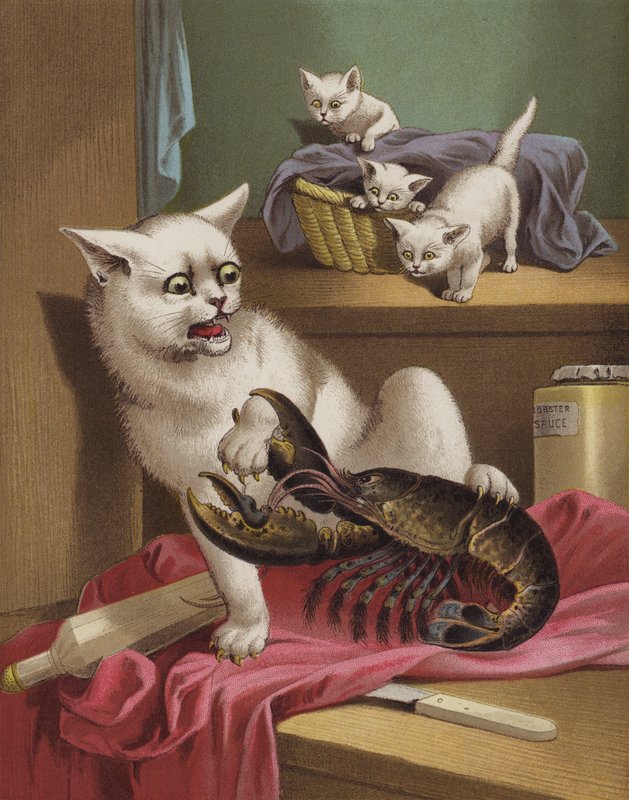 Meg and the Lobster (chromolitho) af English School