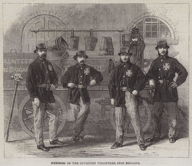 Medlemmer af Coventry Volunteer Fire Brigade (gravering) af English School