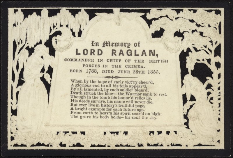 Mindekort til minde om Lord Raglan af English School