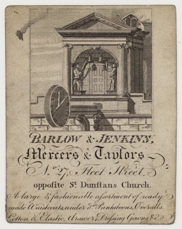 Mercer and Tailor, Barlow & Jenkins, handelskort af English School