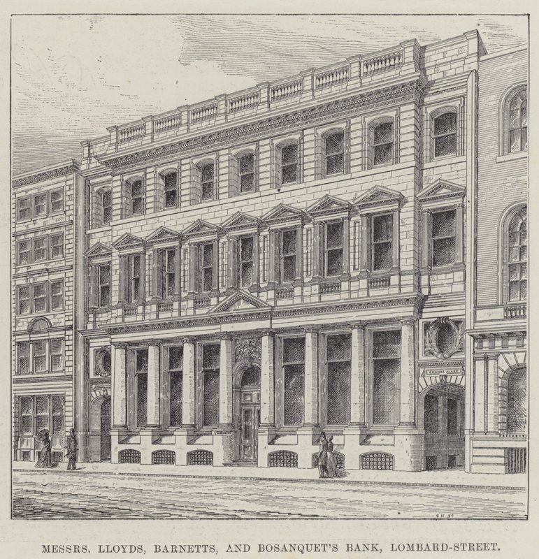 Mrs Lloyds, Barnetts og Bosanquet Bank, Lombard-Street (gravering) af English School