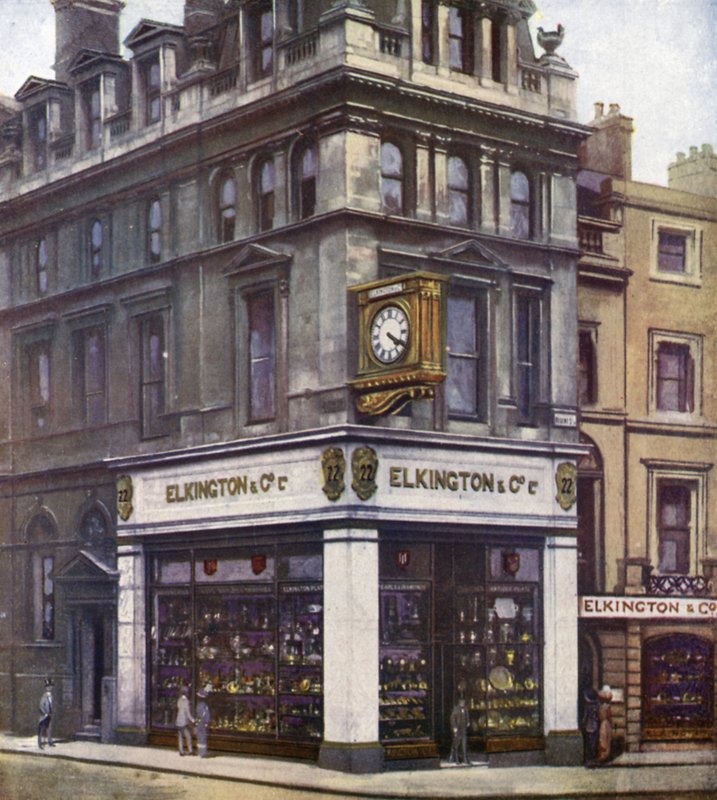 Mrs Elkington & Co, 22 Regent Street (farve litho) af English School