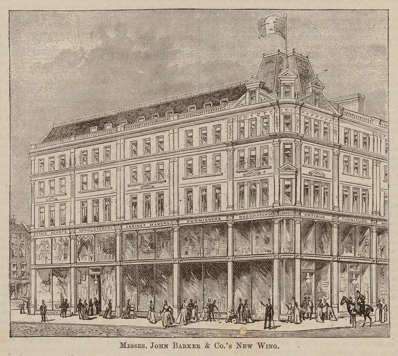 Messrs John Barker and Co, Drapers and General Warehousemen, Outfitters, Domestic Engineers, House Furnishers, and Purveyors, Kensington High Street, W (gravering) af English School