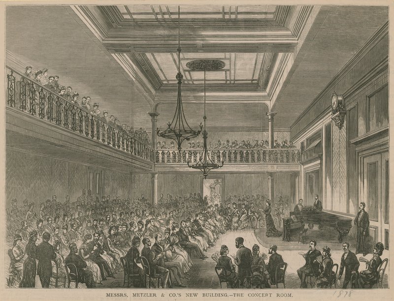 Herrerne Metzler & Cos nybygning - koncertlokalet af English School