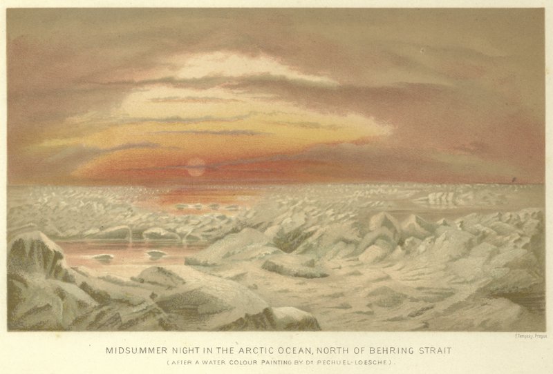 Midsummer Night in the Arctic Ocean, north of Behring Strait  af English School