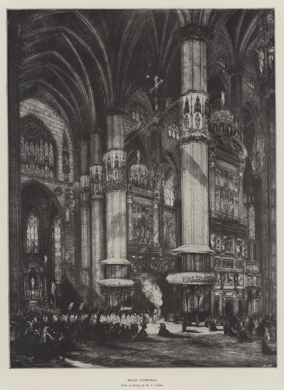 Milanos katedral (litho) af English School