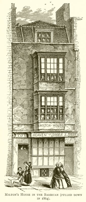Miltons House in the Barbican (revet ned i 1864) af English School