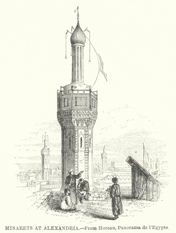 Minarets at Alexandria (engraving) af English School