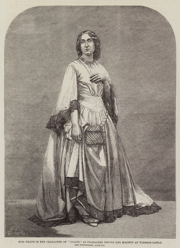 Miss Heath i "Juliet"-karakteren som fremført før Hendes Majestæt på Windsor Castle (gravering) af English School