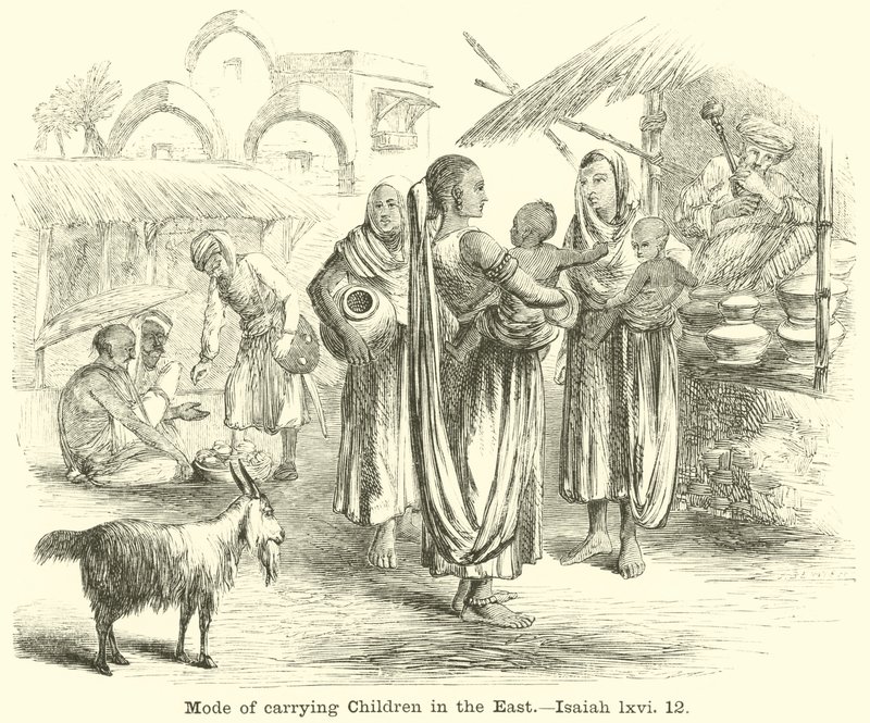 Måde at bære børn i østen, Esajas, lxvi, 12 af English School