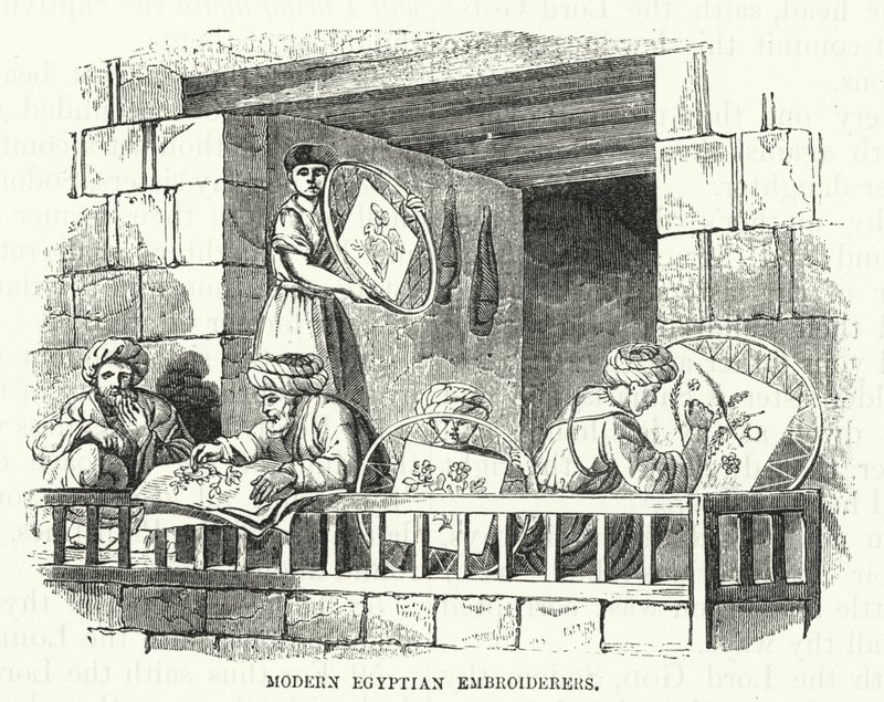 Moderne egyptiske broderere (gravering) af English School