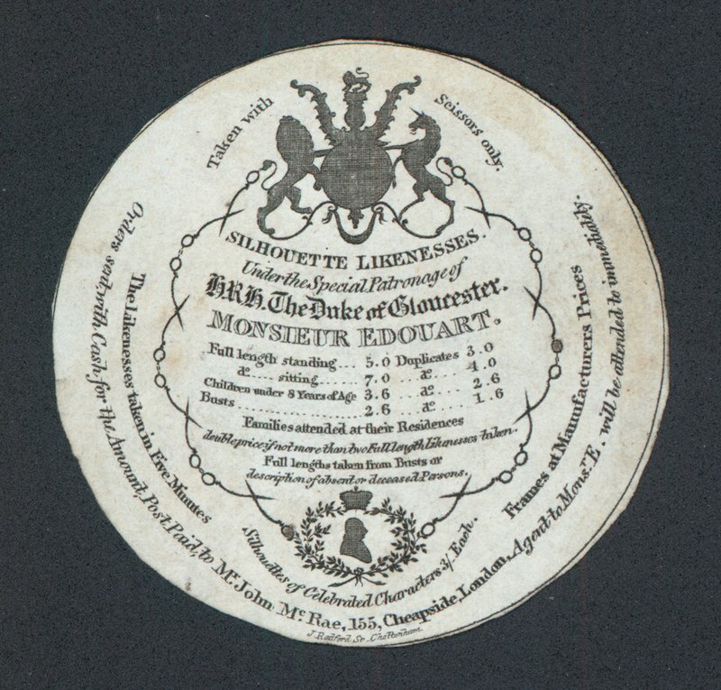 Monsieur Edouart, Silhouette Likenesses, trade card af English School