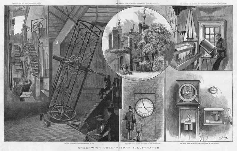 Montage af billeder fra Greenwich Observatory af English School