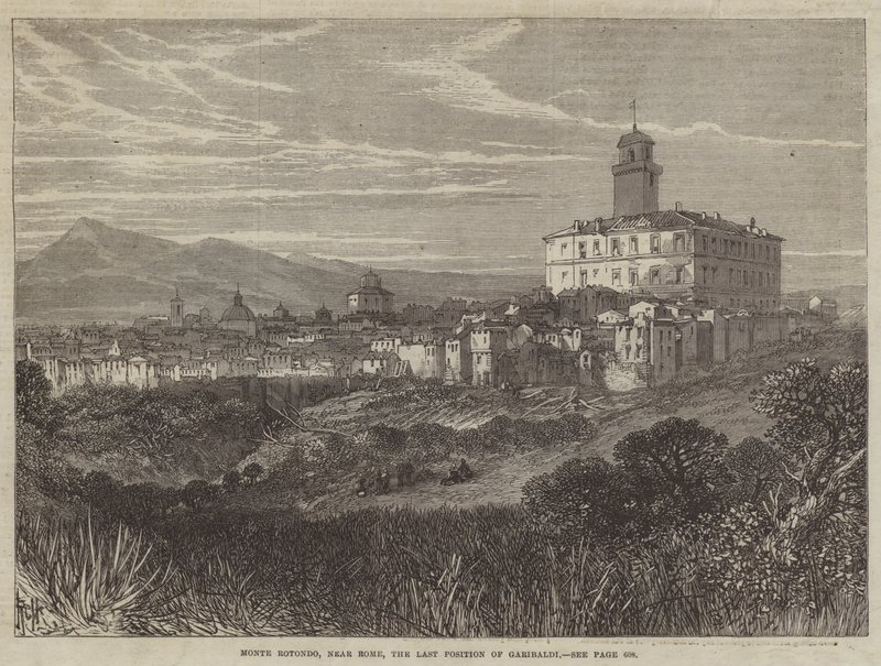 Monte Rotondo, nær Rom, Garibaldis sidste position (gravering) af English School