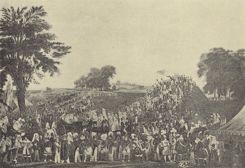 Montem-ceremoni ved Salt Hill, 1838 (gravure) af English School