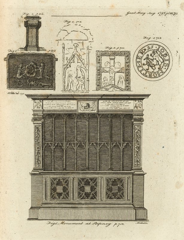 Monument ved Stepney, London af English School