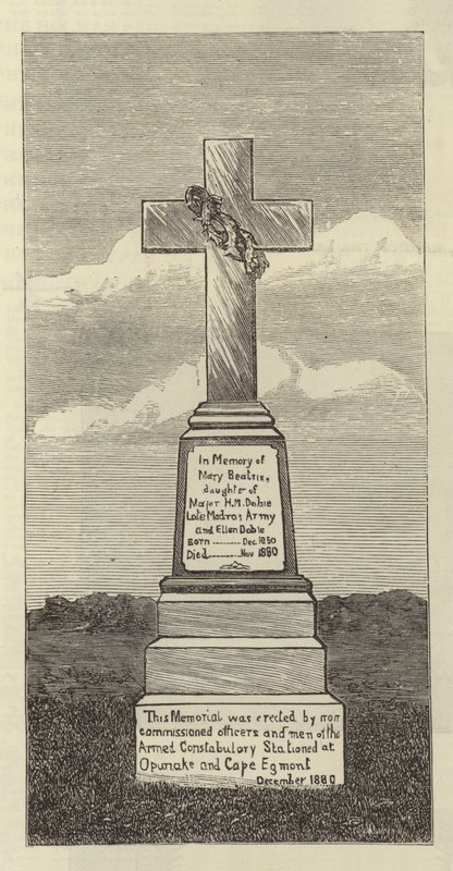Monument ved Upunka, New Zealand (gravering) af English School