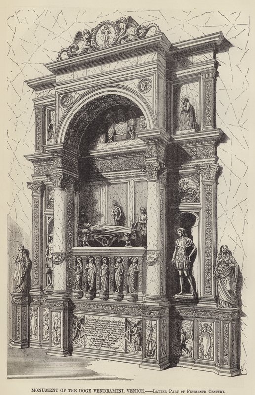 Monument for Doge Vendramini, Venedig, sidste del af det femtende århundrede (gravering) af English School