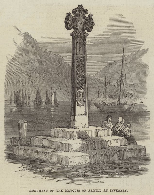 Monument for markisen af Argyll ved Inverary (gravering) af English School