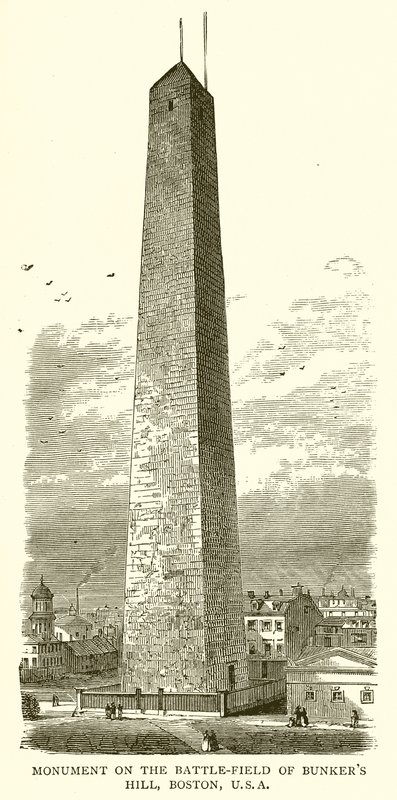 Monument på Battle-Field of Bunkers Hill, Boston, U.S.A. af English School