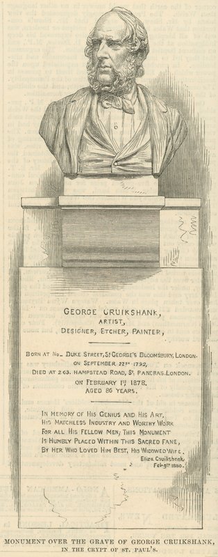 Monument over kunstneren George Cruikshanks grav af English School