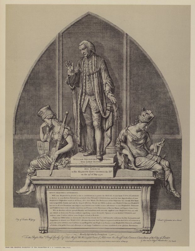 Monument til William Beckford, to gange Lord Mayor of London, af John Francis Moore, Guildhall, City of London af English School