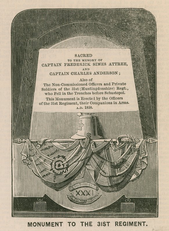 Monument til det 31. (Huntingdonshire) regiment, St Marys Church, Huntingdon af English School