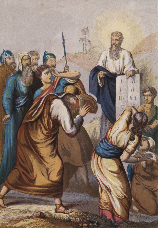 Moses præsenterer budene af English School
