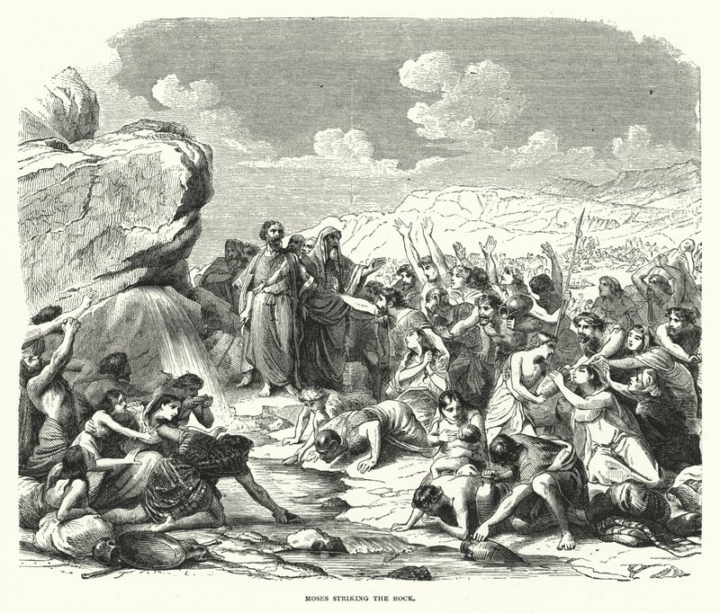 Moses slår klippen (gravering) af English School