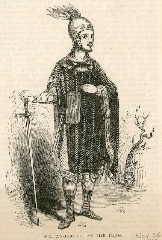 Mr. Anderson i titelrollen i stykket King Arthur, Drury Lane Theatre, London af English School
