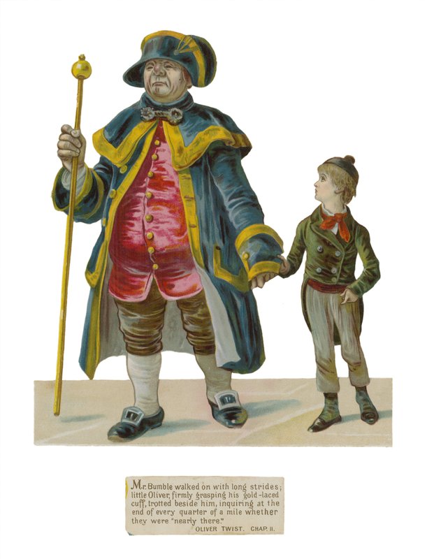 Mr Bumble og Oliver Twist af English School