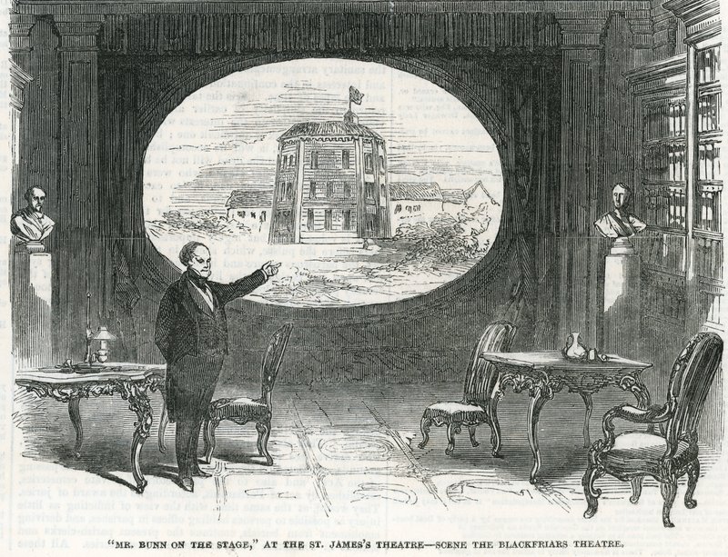 Mr Bunn på scenen i St James Theatre - Scene Blackfriars Theatre af English School
