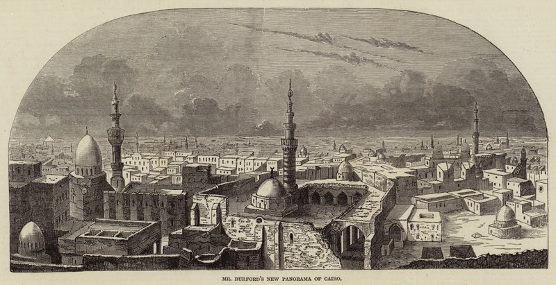 Mr Burfords nye panorama over Kairo (gravering) af English School