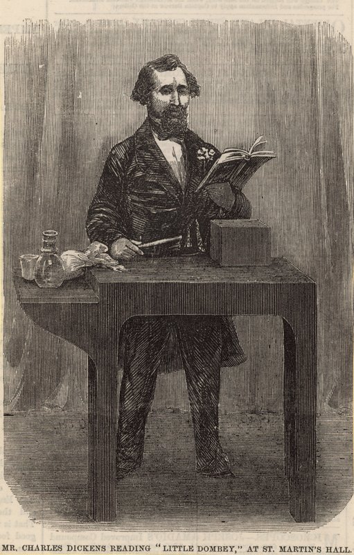 Charles Dickens læser Little Dombey i St Martins Hall af English School