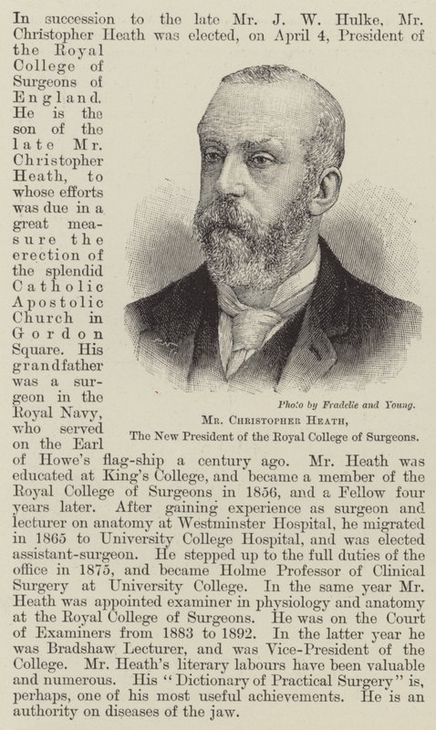 Christopher Heath, den nye præsident for Royal College of Surgeons (gravering) af English School