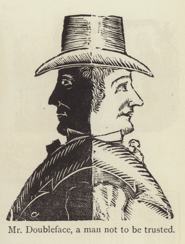 Mr Doubleface, en mand, der ikke er til at stole på (gravering) af English School
