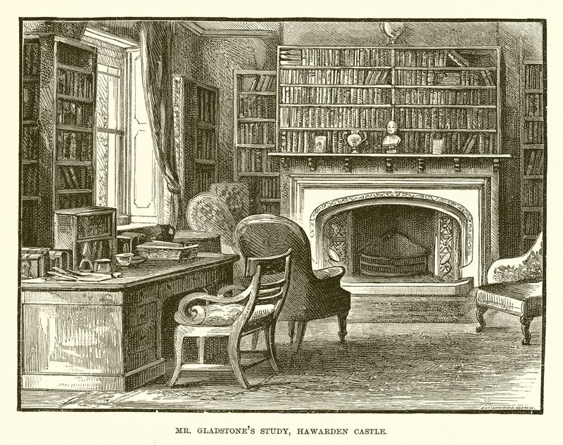Mr. Gladstones Study, Hawarden Castle af English School