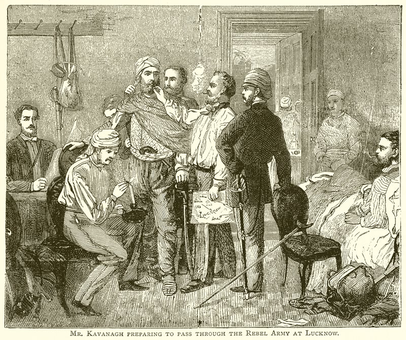 Mr. Kavanagh forbereder sig på at passere gennem oprørshæren i Lucknow af English School