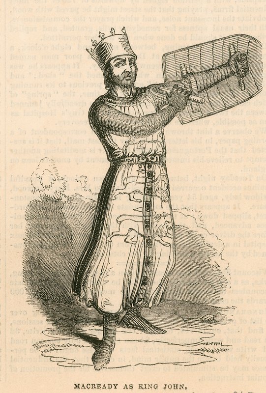 Mr Macready i titelrollen i stykket King John, Drury Lane Theatre, London af English School