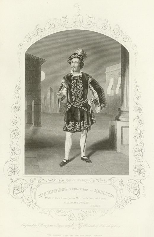 Mr P Richings (fra Philadelphia) som Mercutio, Romeo og Julie, Akt I, Scene IV af English School