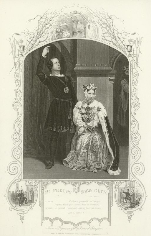 Mr. Phelps som Hamlet og Miss Glyn som Queen, Hamlet, Act III, Scene IV af English School
