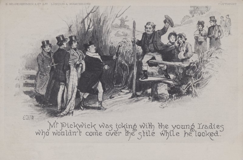 Mr. Pickwick spøger med de unge damer (s/h-billede) af English School
